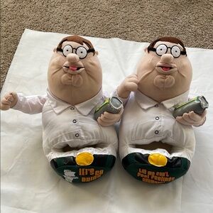 1493- Rare Family Guy Peter Griffin vintage Plush Slippers men’s size7-8, W8.5-9